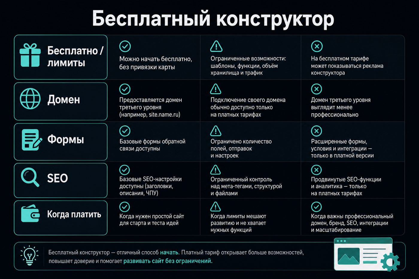 Бесплатный конструктор сайтов